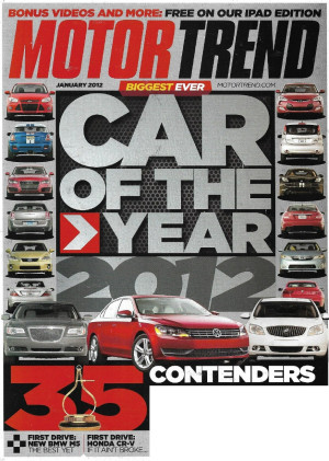 MOTOR TREND 2012 JAN - CAR of the YEAR, BMW M5, LOTUS EVORA